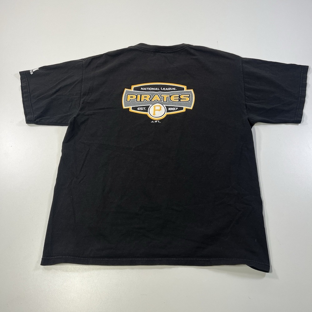 Vintage Pittsburgh Pirates Shirt Mens Medium Black Adidas MLB Baseball